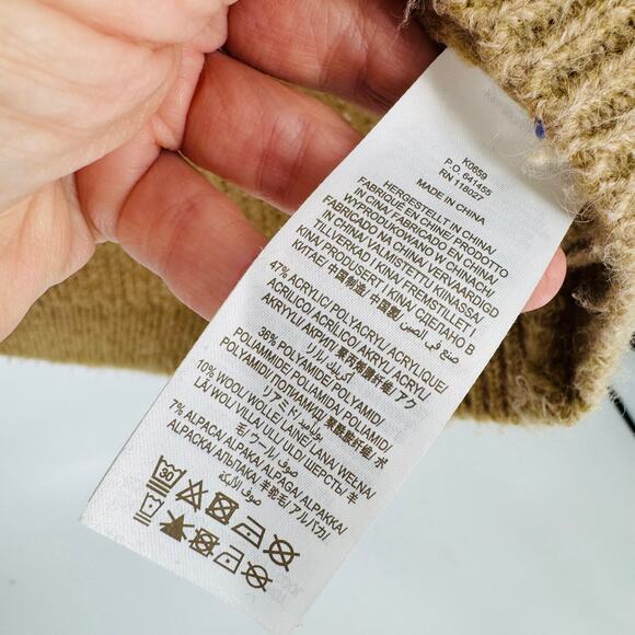 Boden Wool Blend Ribbed V-Neck Chunky Knit Sweater Tan Size 2 Minimalist Neutral - Picture 5 of 6